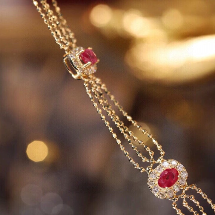 14k Gold 2.15 Ctw Natural Ruby & Diamond Bracelet - 3