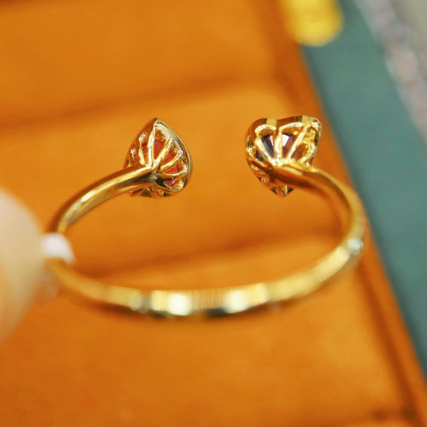 14k Gold 0.80 Ctw Natural Sapphire & Sapphire & Toi Et Moi Ring - 5