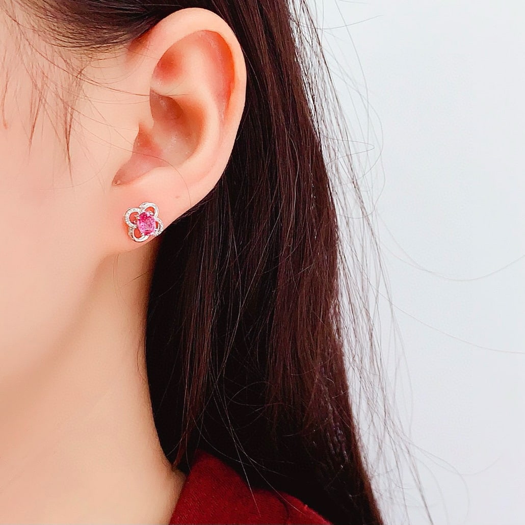 14k Gold 1.12 Ct Natural Sapphire & Diamond Earrings - 6