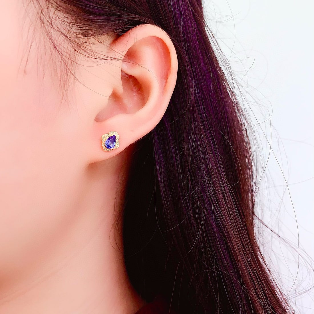 14k Gold 1.2 Ct Natural Sapphire & Diamond Earrings - 6