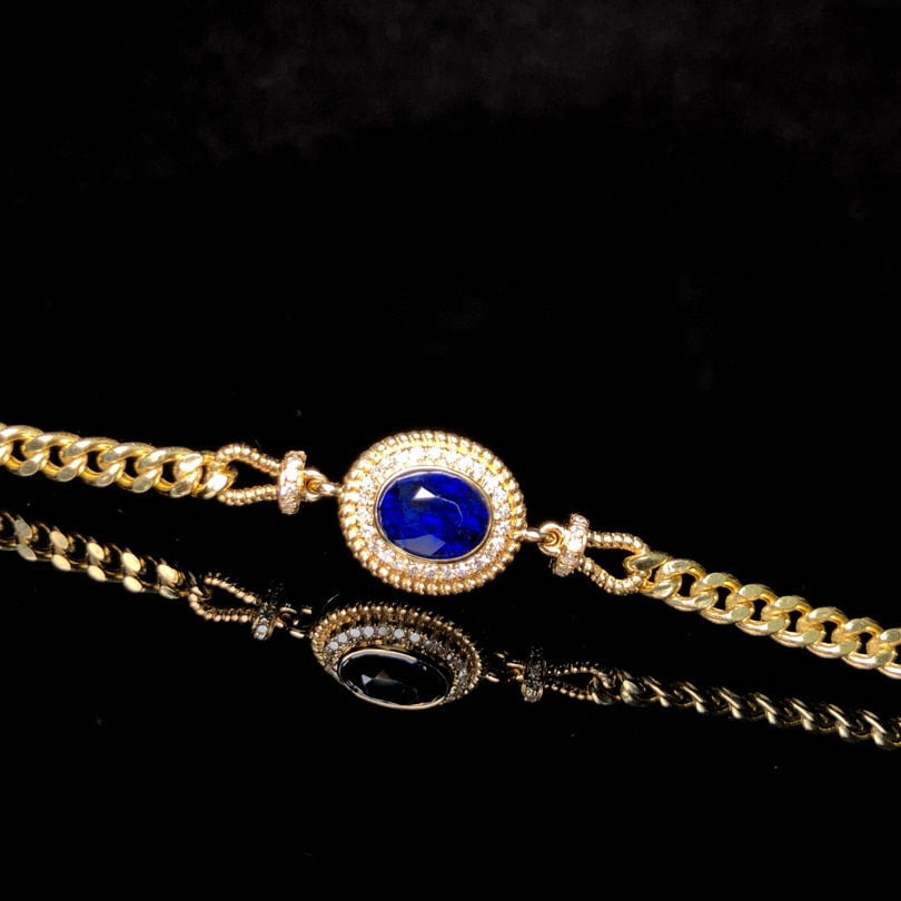 14k Gold 1.28 Ctw Natural Sapphire & Diamond Bracelet (1 of 6)