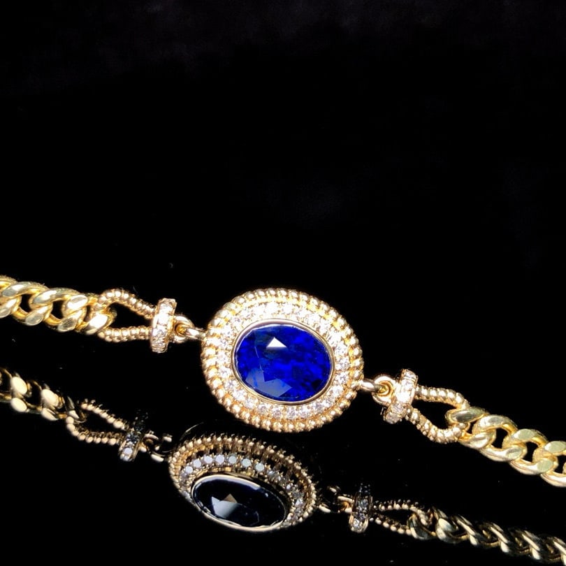 14k Gold 1.28 Ctw Natural Sapphire & Diamond Bracelet - 6