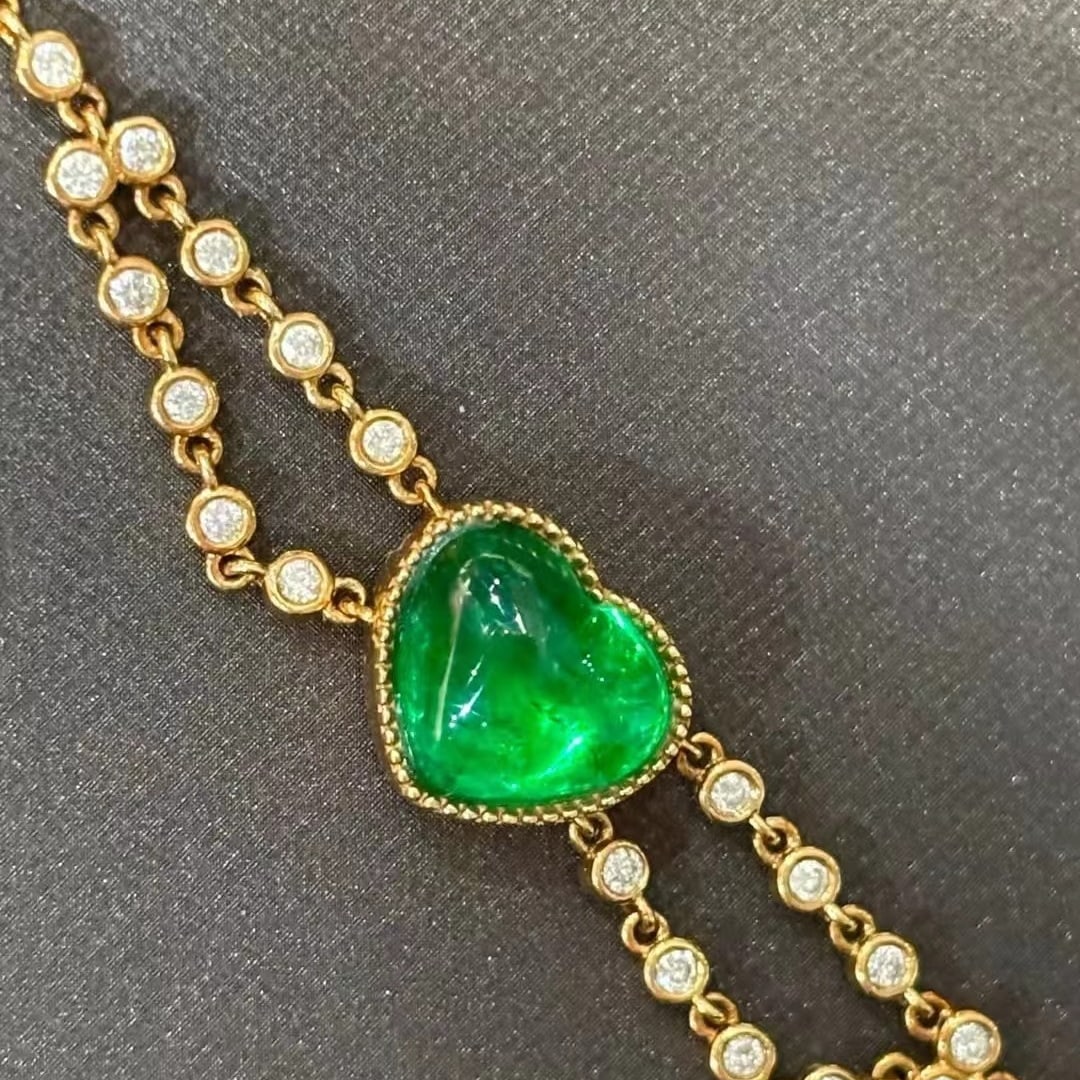 14k Gold 2.13 Ct Vivid Green Natural Emerald & Diamond Bracelet (1 of 6)