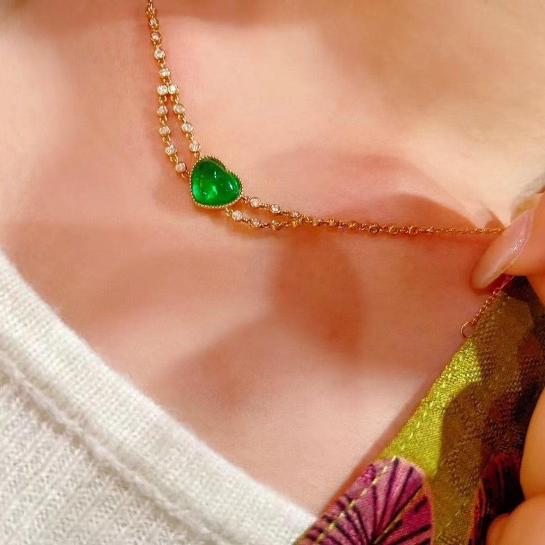 14k Gold 2.13 Ct Vivid Green Natural Emerald & Diamond Bracelet - 6