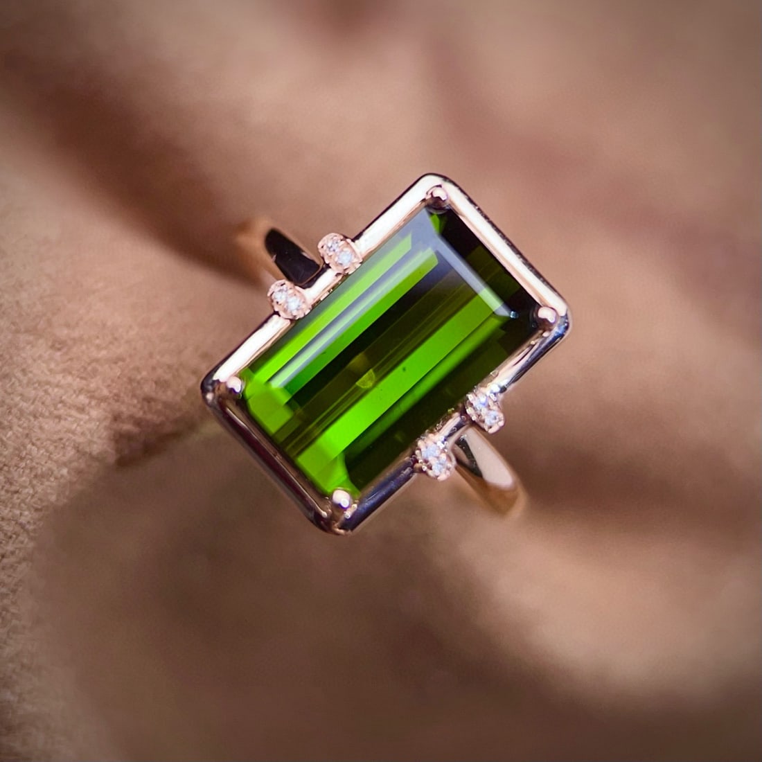 14k Gold 3.82 Ctw Natural Tourmaline & Diamond Ring - 3