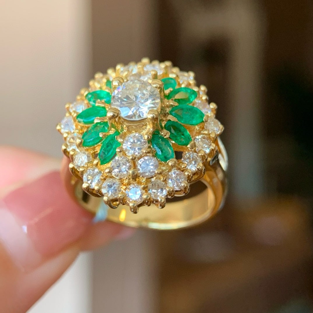 14k Gold 2.41 Ctw Natural Emerald & Diamond Ring - 2