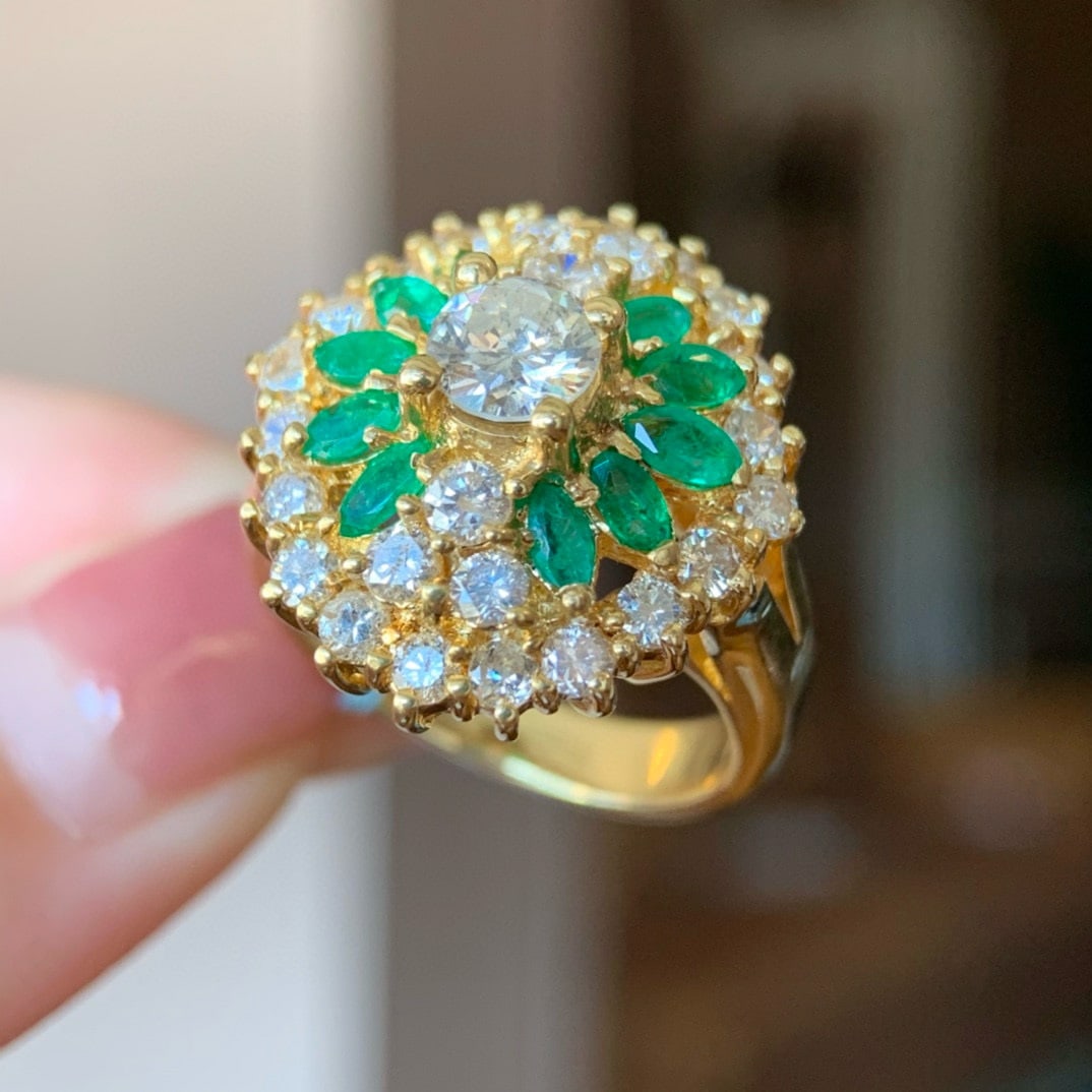 14k Gold 2.41 Ctw Natural Emerald & Diamond Ring - 5