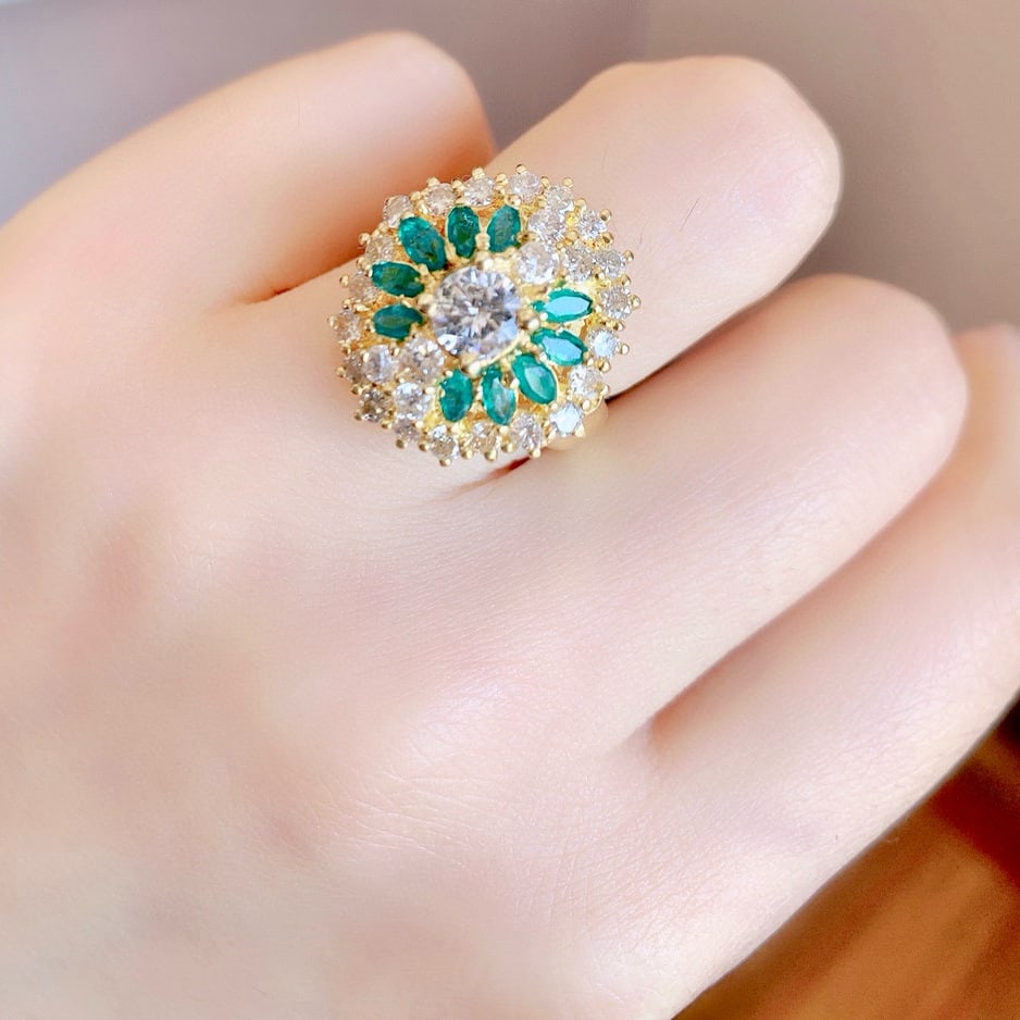 14k Gold 2.41 Ctw Natural Emerald & Diamond Ring - 6