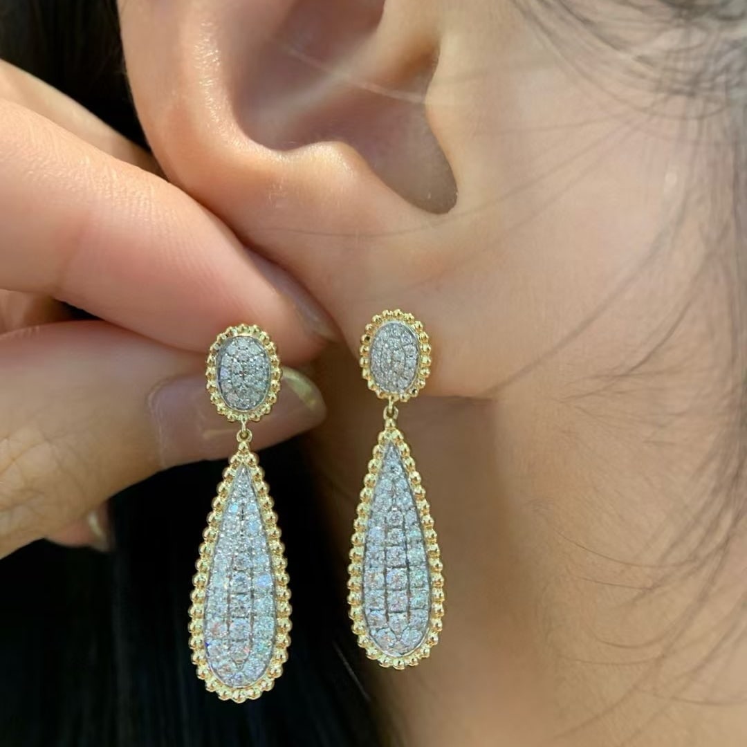 14k Gold 0.82 Ct Natural H Diamond Earrings - 2