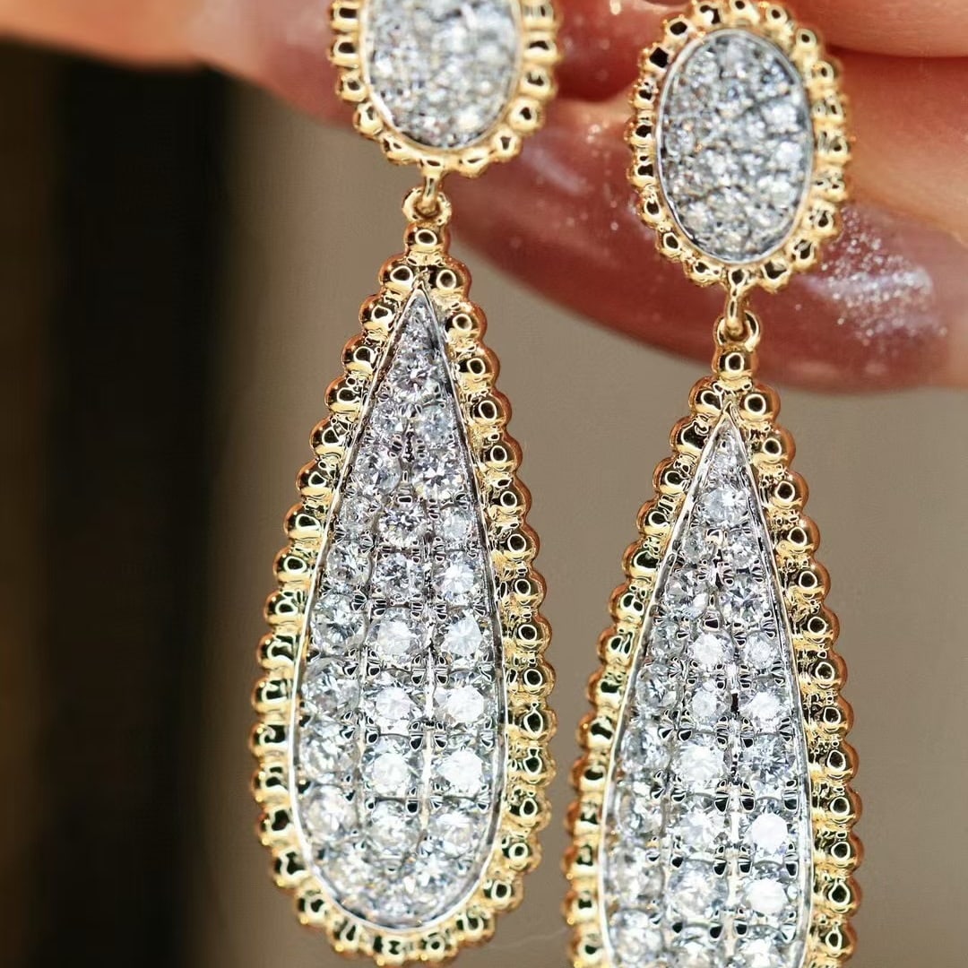 14k Gold 0.82 Ct Natural H Diamond Earrings - 4