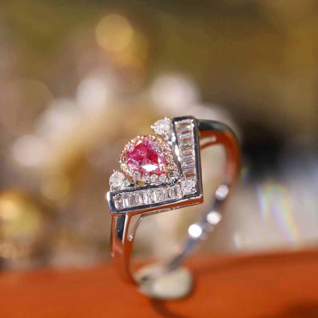 14k Gold 0.55 Ctw Natural Pink Diamond & Diamond Ring - 2