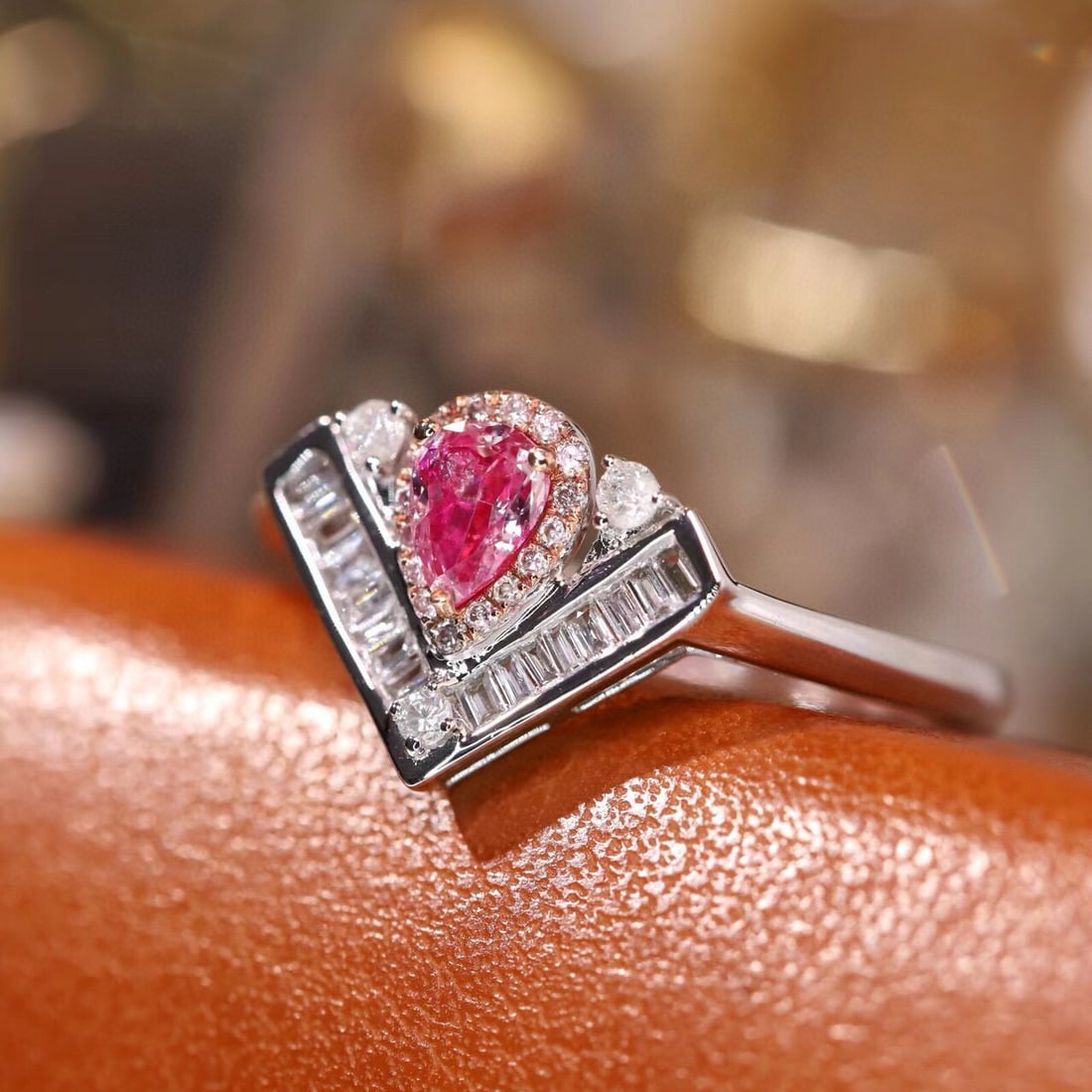 14k Gold 0.55 Ctw Natural Pink Diamond & Diamond Ring - 3