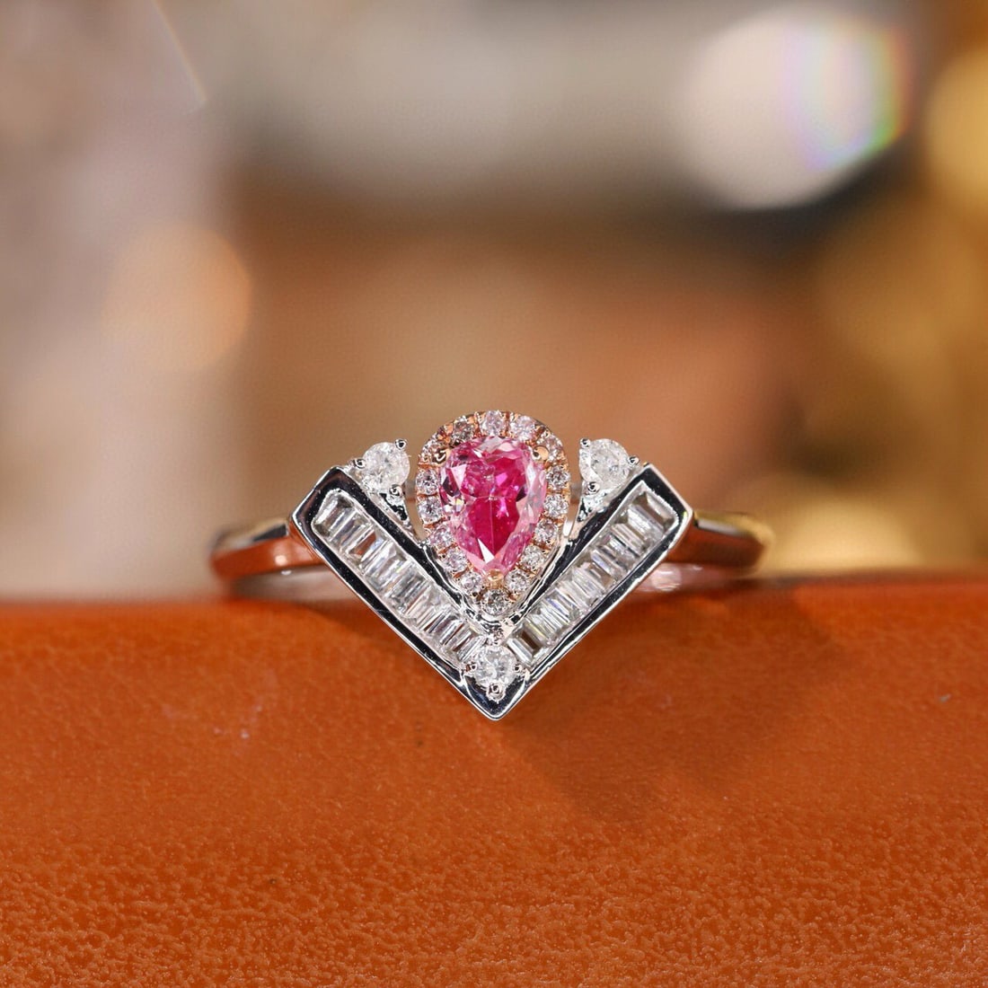 14k Gold 0.55 Ctw Natural Pink Diamond & Diamond Ring - 4