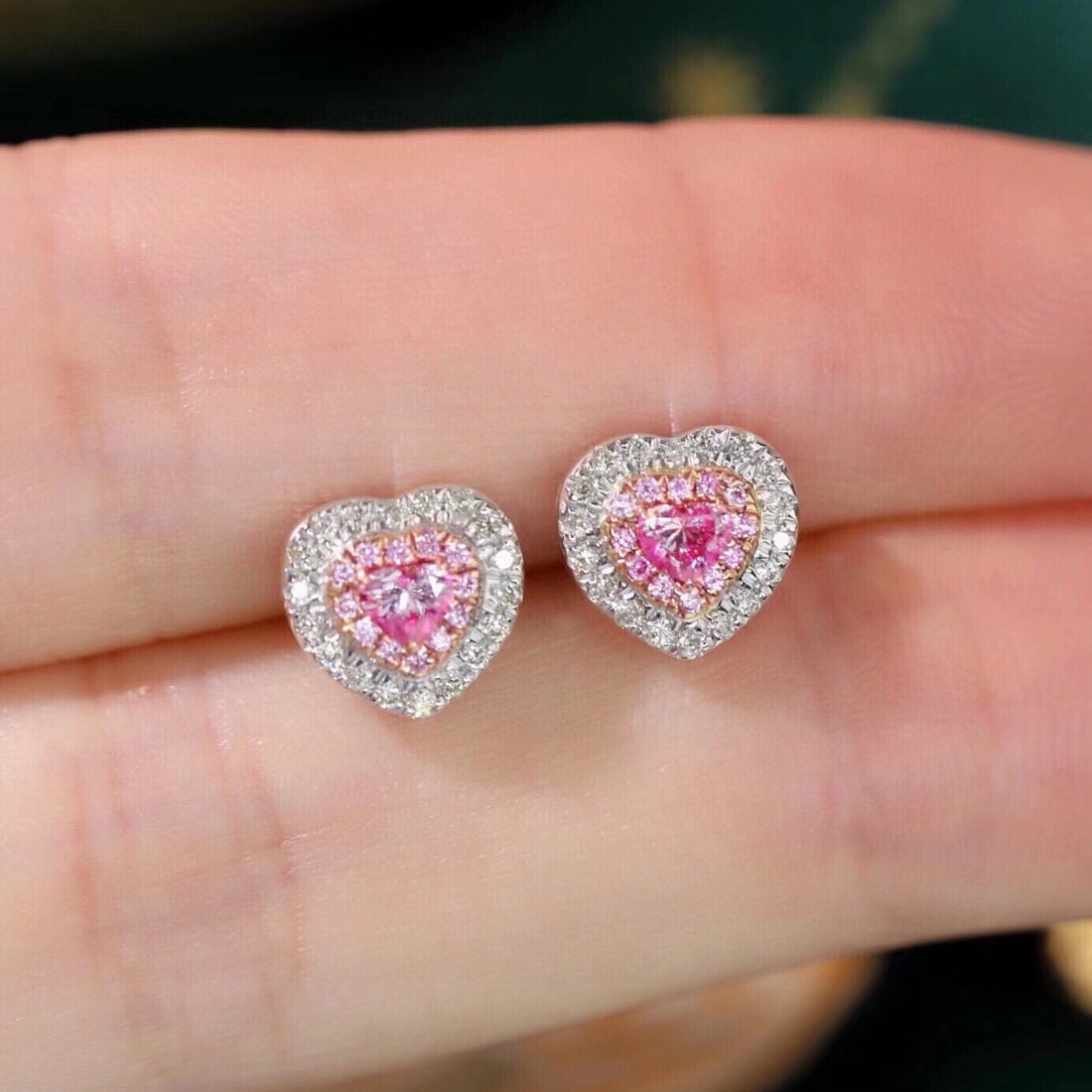 14k Gold 0.50 Ctw Natural Pink Diamond & Diamond Earrings - 6