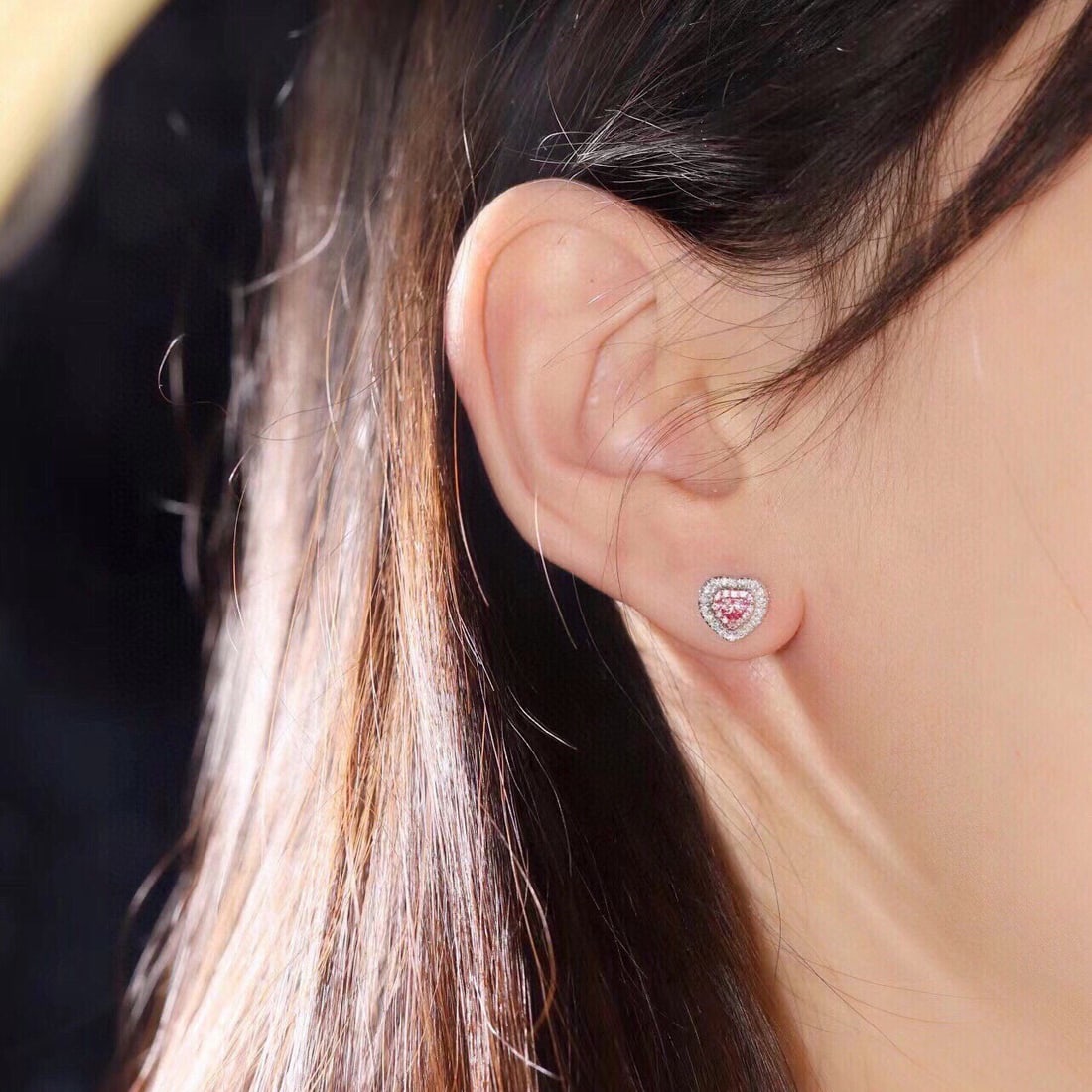 14k Gold 0.50 Ctw Natural Pink Diamond & Diamond Earrings - 8