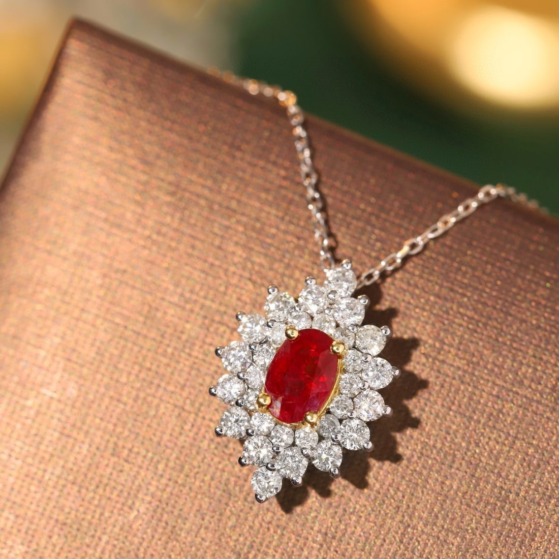 14k Gold 0.85 Ctw Natural Ruby & Diamond Necklace - 3