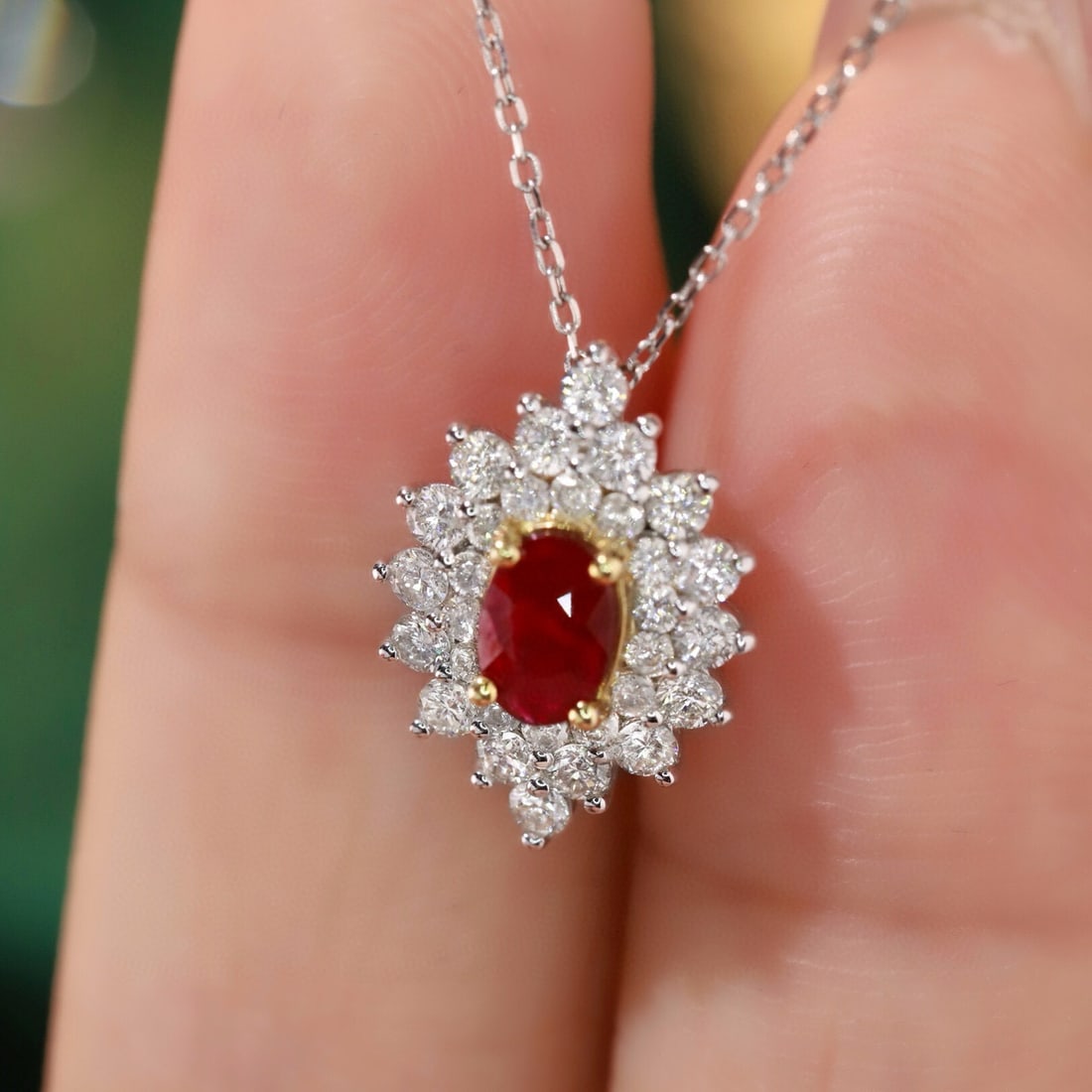 14k Gold 0.85 Ctw Natural Ruby & Diamond Necklace - 6