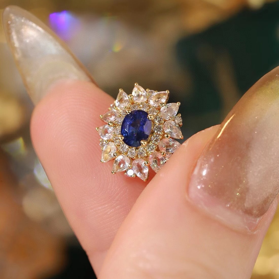 14k Gold 3.16 Ctw Natural Sapphire & Sapphire Earrings - 6