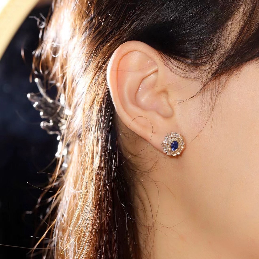 14k Gold 3.16 Ctw Natural Sapphire & Sapphire Earrings - 7