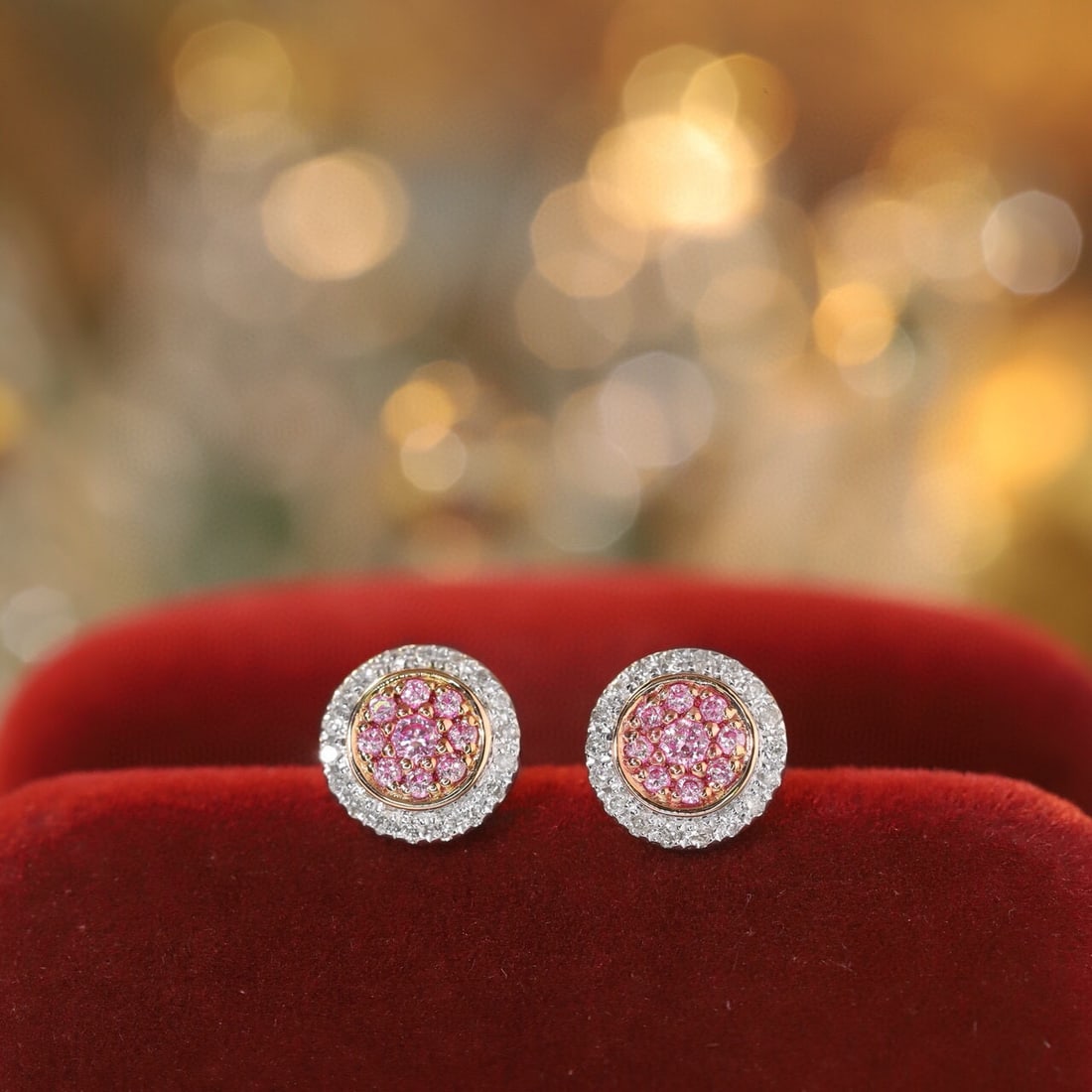 14k Gold 0.4 Ct Natural Color Diamond Earrings - 7