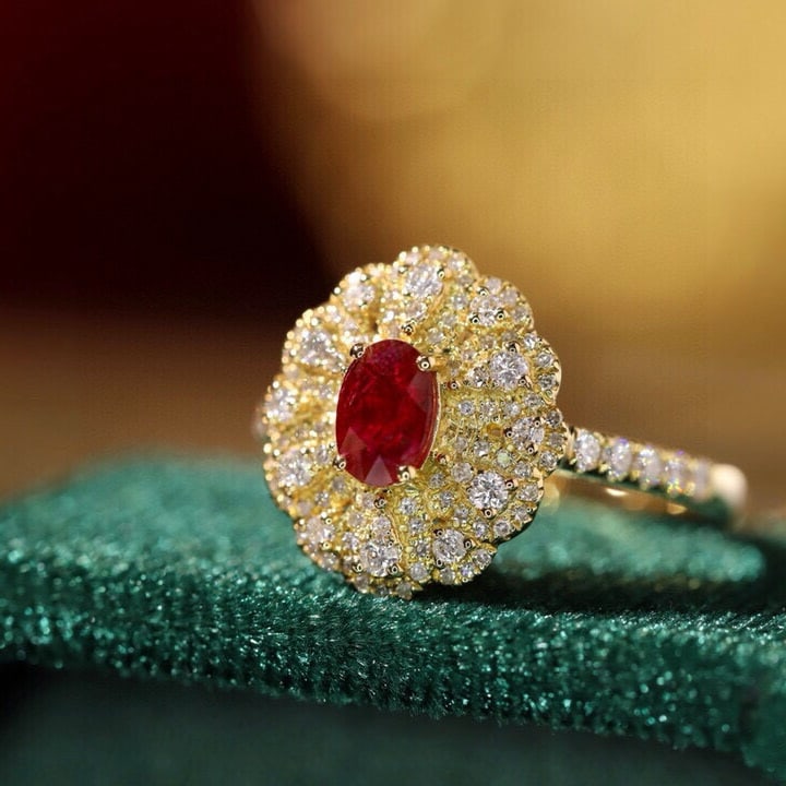 14k Gold 1.08 Ctw Natural Ruby & Diamond Ring - 4