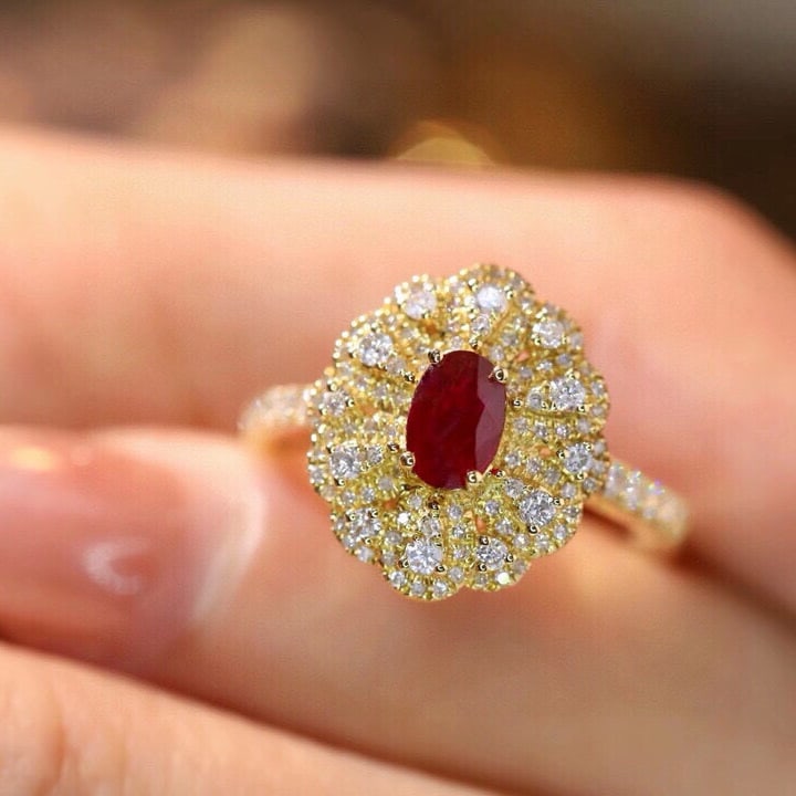 14k Gold 1.08 Ctw Natural Ruby & Diamond Ring - 5