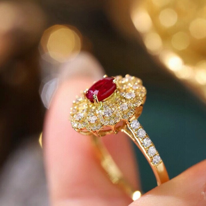 14k Gold 1.08 Ctw Natural Ruby & Diamond Ring - 7