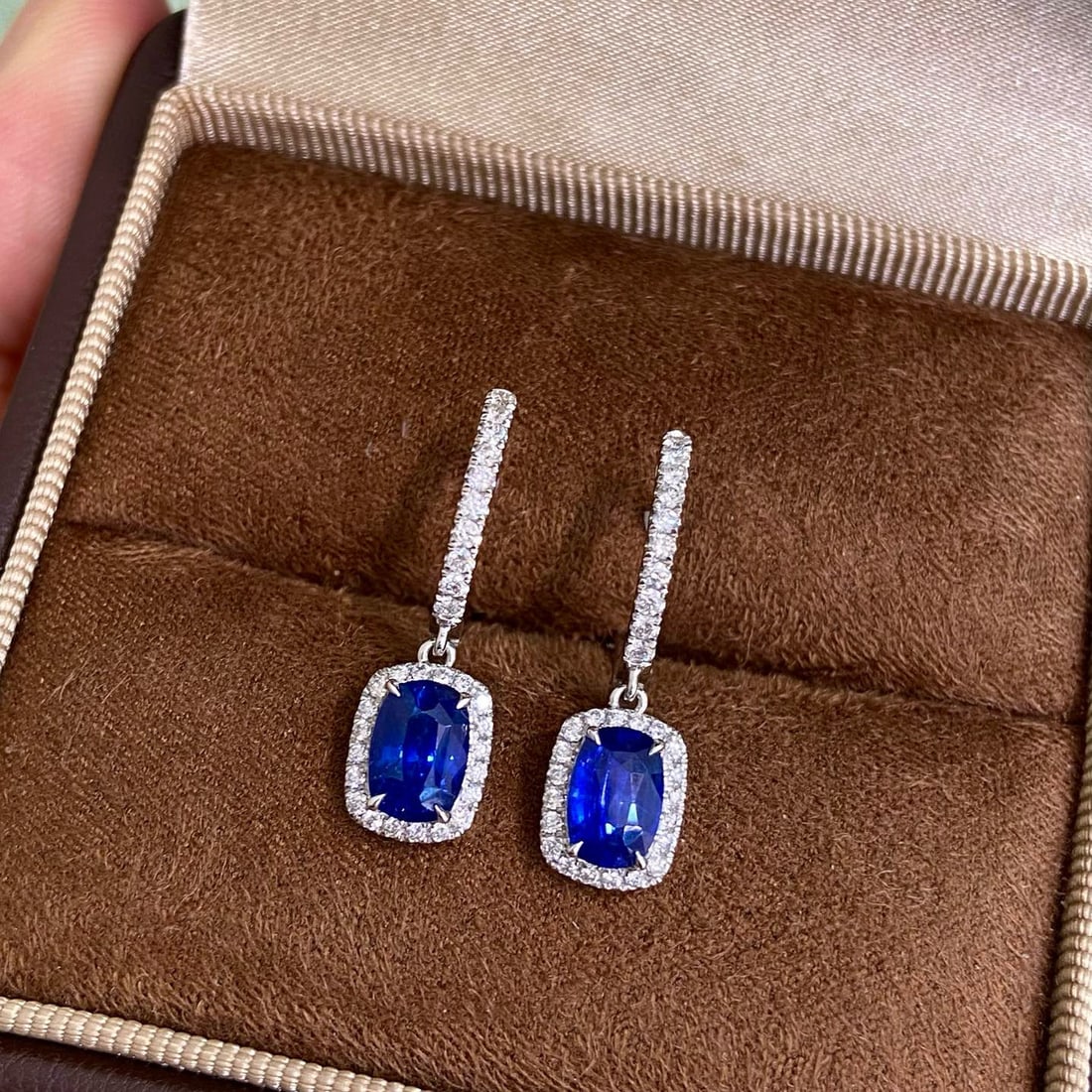 14k Gold 2.43 Ctw Natural Sapphire & Diamond Earrings - 2