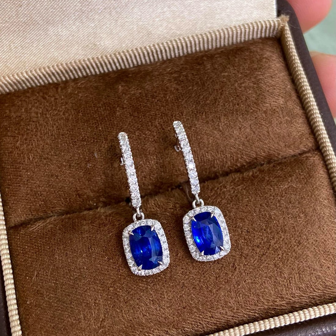 14k Gold 2.43 Ctw Natural Sapphire & Diamond Earrings - 5