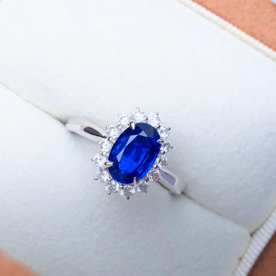 14k Gold 1.90 Ctw Natural Sapphire & Diamond Ring - 6