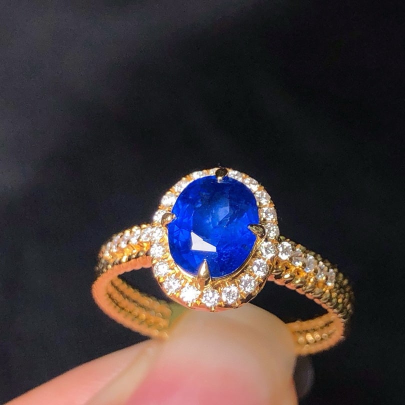 14k Gold 1.87 Ctw Natural Sapphire & Diamond Ring - 4