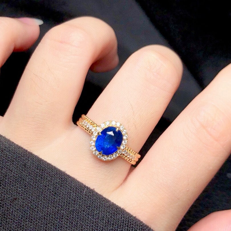 14k Gold 1.87 Ctw Natural Sapphire & Diamond Ring - 5