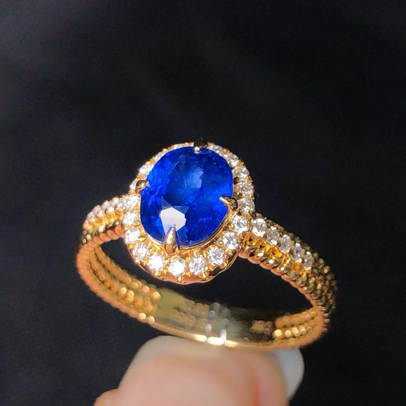 14k Gold 1.87 Ctw Natural Sapphire & Diamond Ring - 6