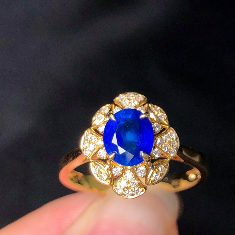 14k Gold 1.44 Ctw Natural Sapphire & Diamond Ring - 4