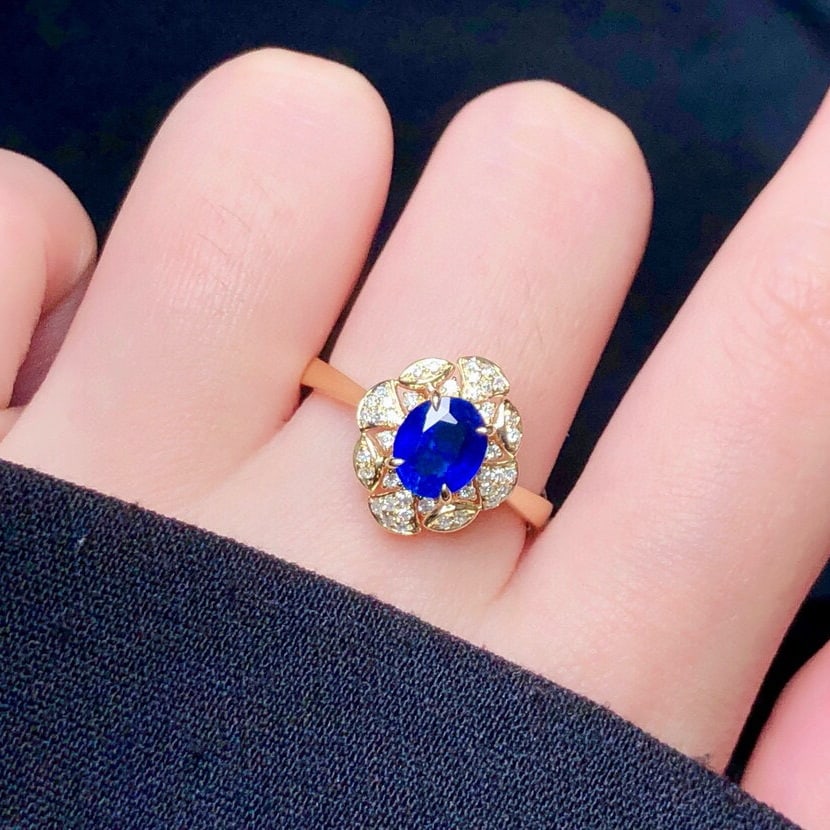 14k Gold 1.44 Ctw Natural Sapphire & Diamond Ring - 5