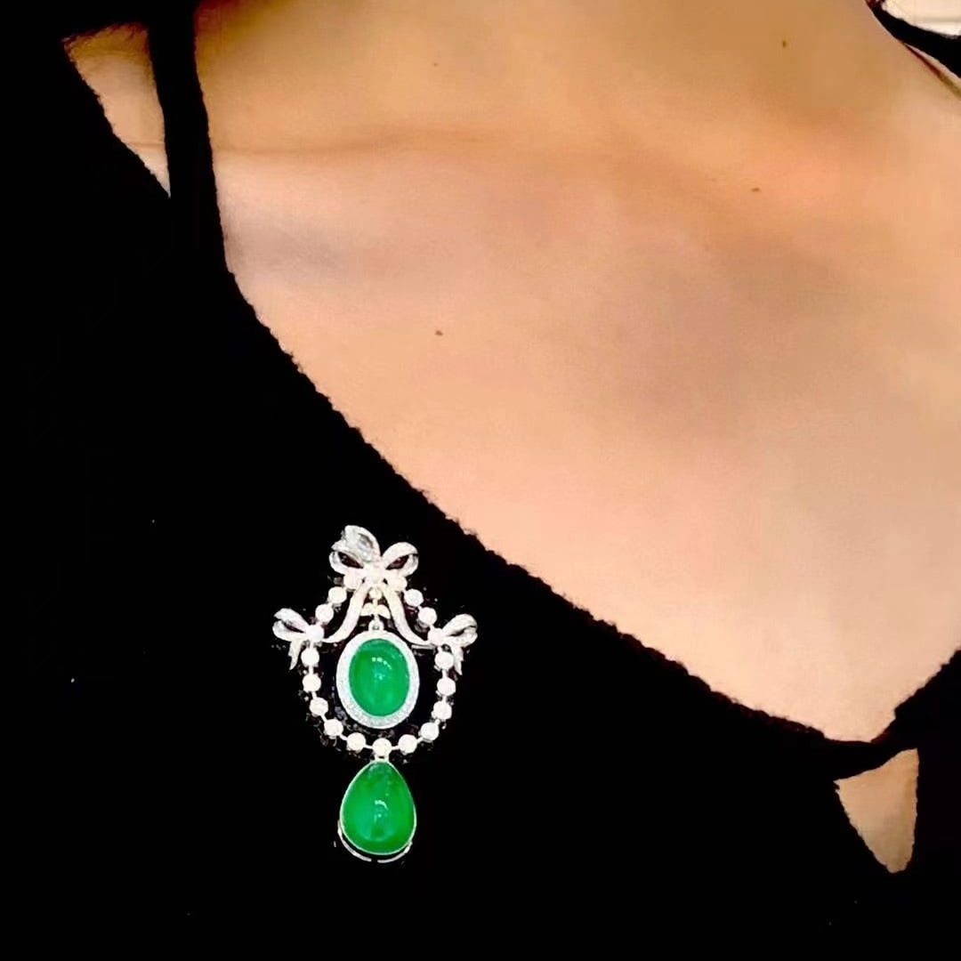 14k Gold 10.5 Ct Natural Emerald & Diamond Brooch/pendant( Without Chain ) - 5