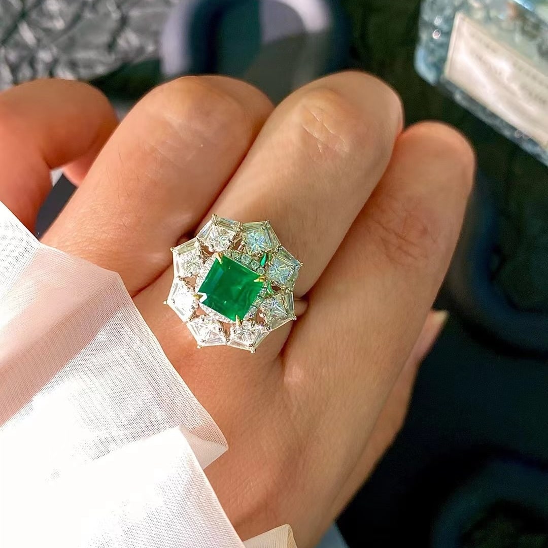 14k Gold 4.02 Ctw Natural Emerald & Diamond Ring/pendant( Without Chain ) - 6