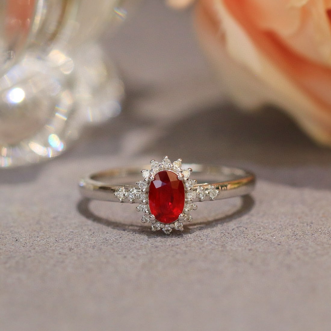 14k Gold 0.67 Ctw Natural Ruby & Diamond Ring - 6