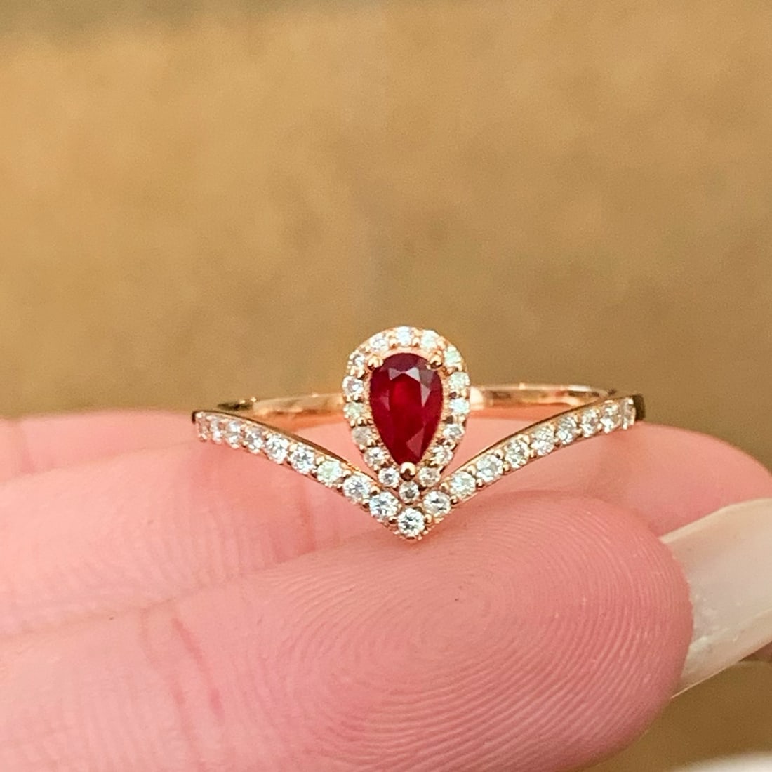 14k Gold 0.52 Ctw Natural Ruby & Diamond Ring - 3
