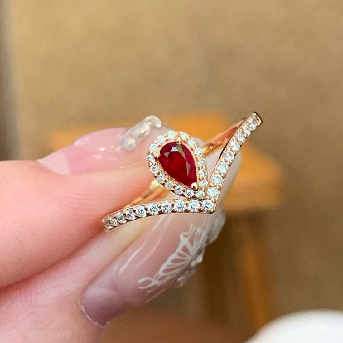 14k Gold 0.52 Ctw Natural Ruby & Diamond Ring - 4