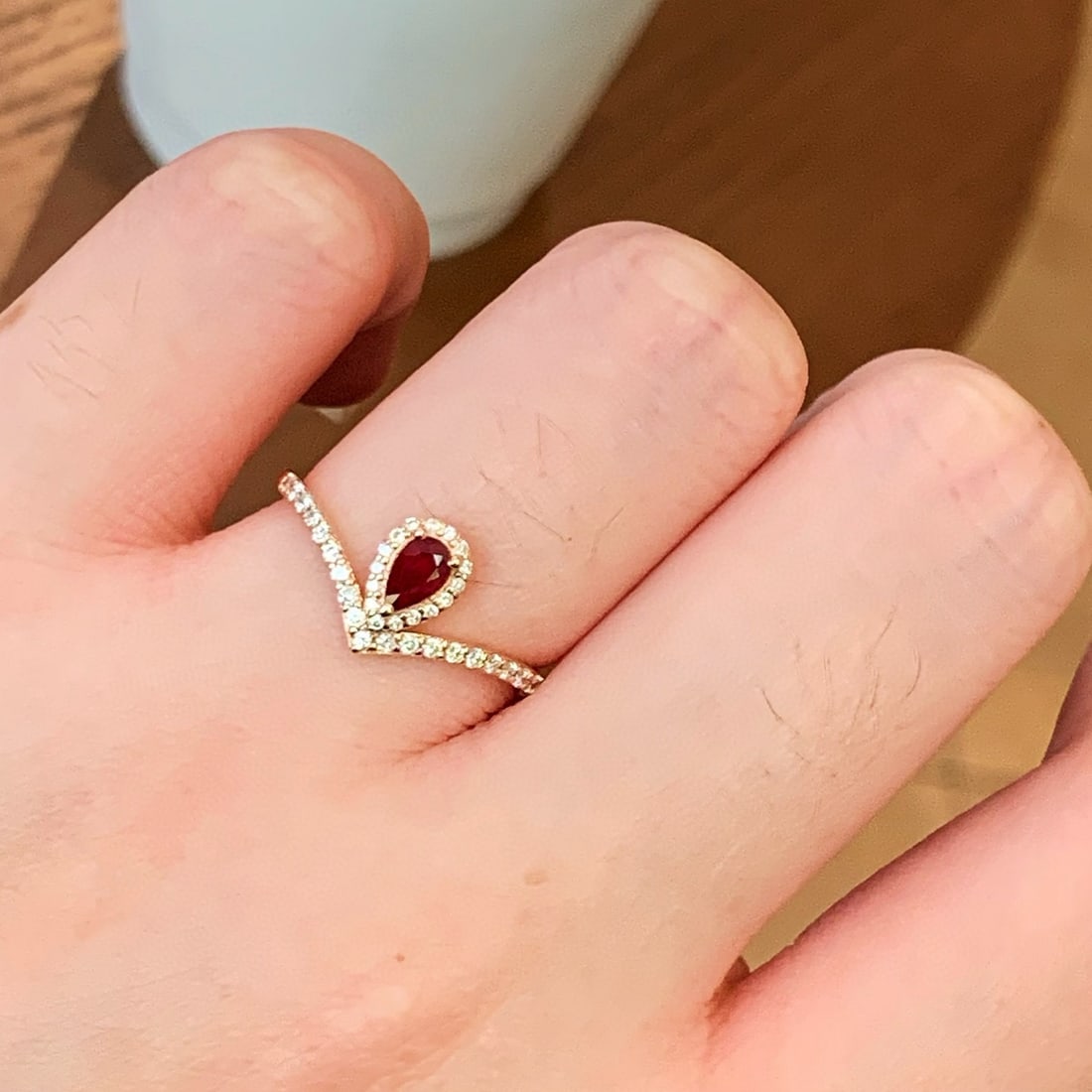 14k Gold 0.52 Ctw Natural Ruby & Diamond Ring - 5