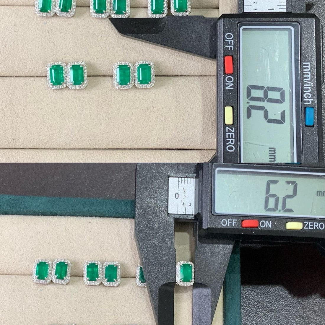 14k Gold 1.27 Ctw Vivid Green Natural Emerald & Diamond Earrings - 5