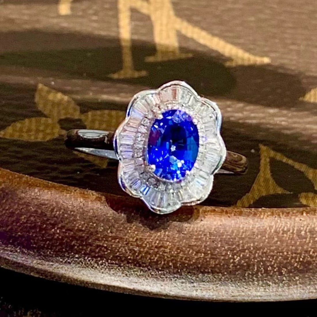 14k Gold 1.1 Ct Natural Sapphire & Diamond Ring - 5