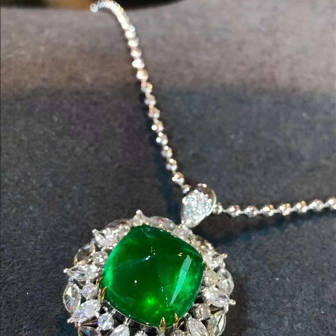 14k Gold 5.88 Ct Vivid Green Natural Emerald & Diamond Ring/pendant( Without Chain ) - 3