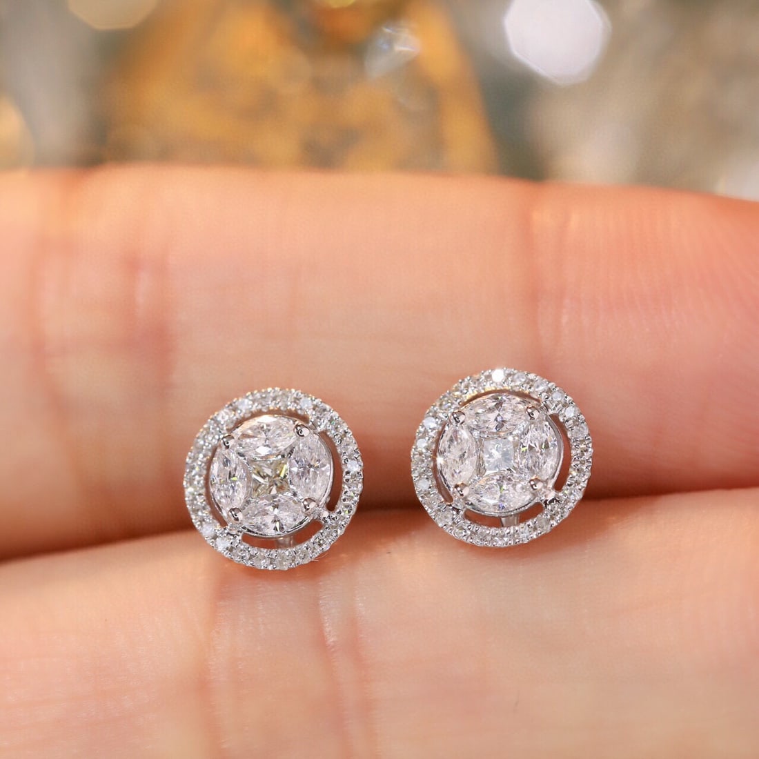 14k Gold 1.2 Ct Natural H Diamond Earrings - 4