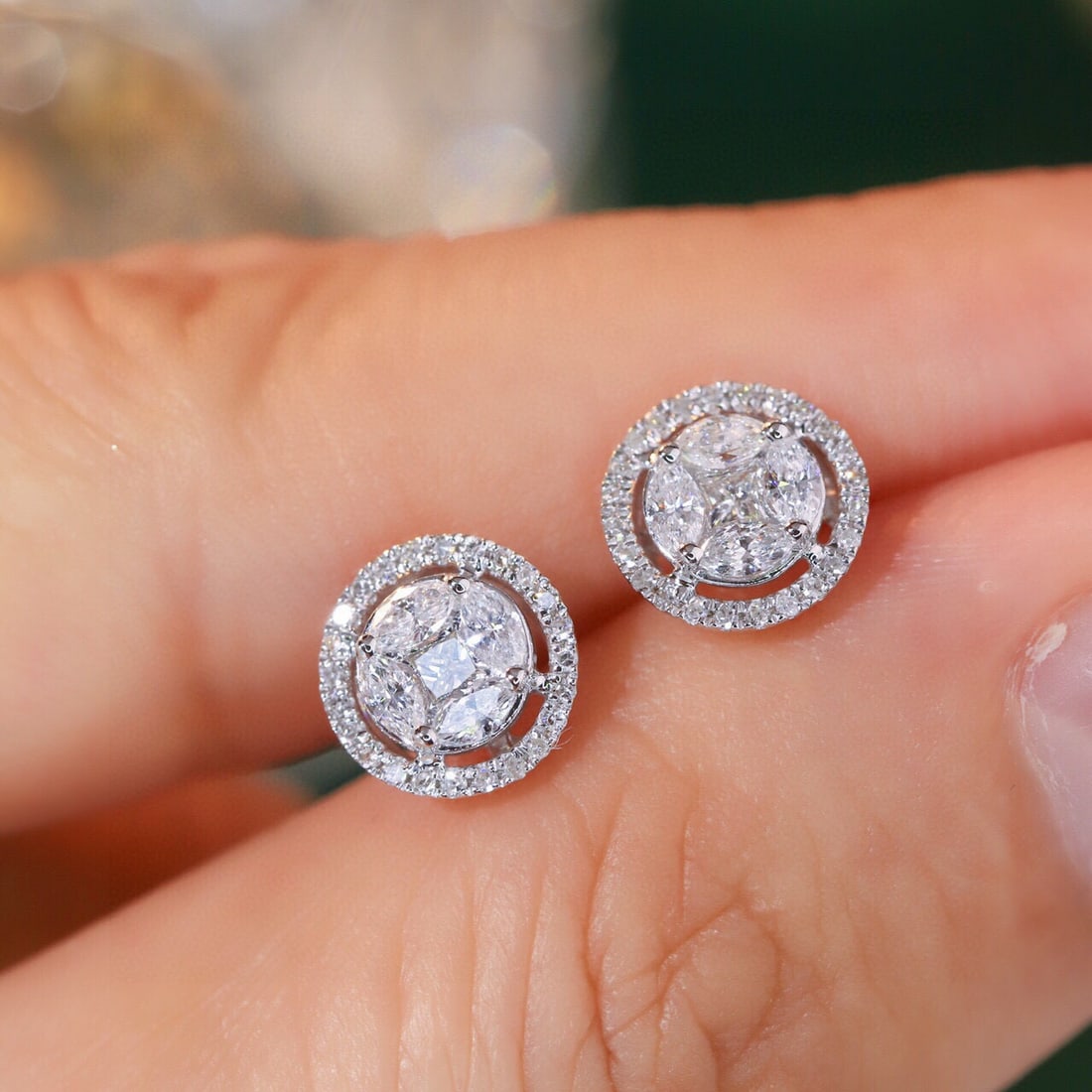 14k Gold 1.2 Ct Natural H Diamond Earrings - 5