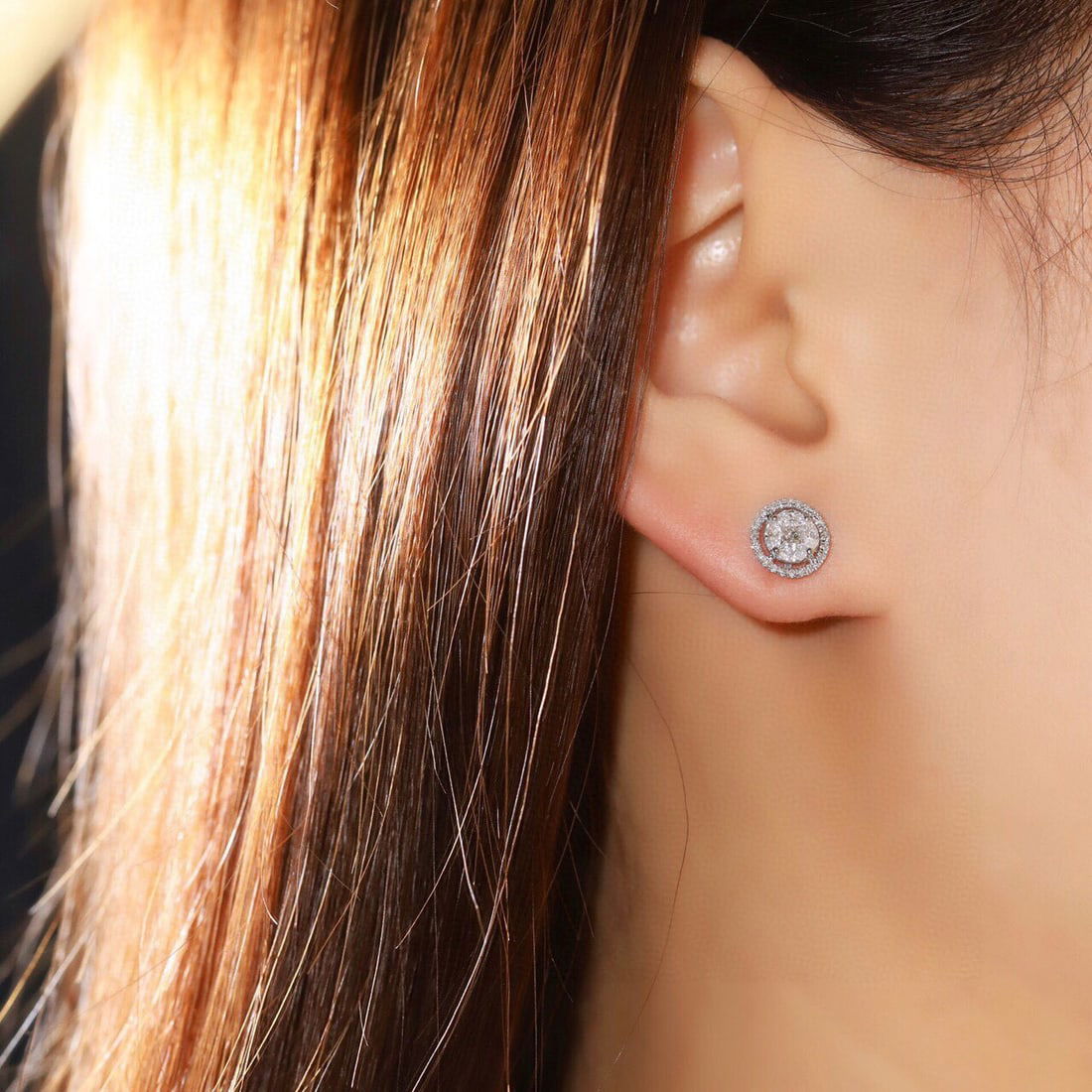 14k Gold 1.2 Ct Natural H Diamond Earrings - 7