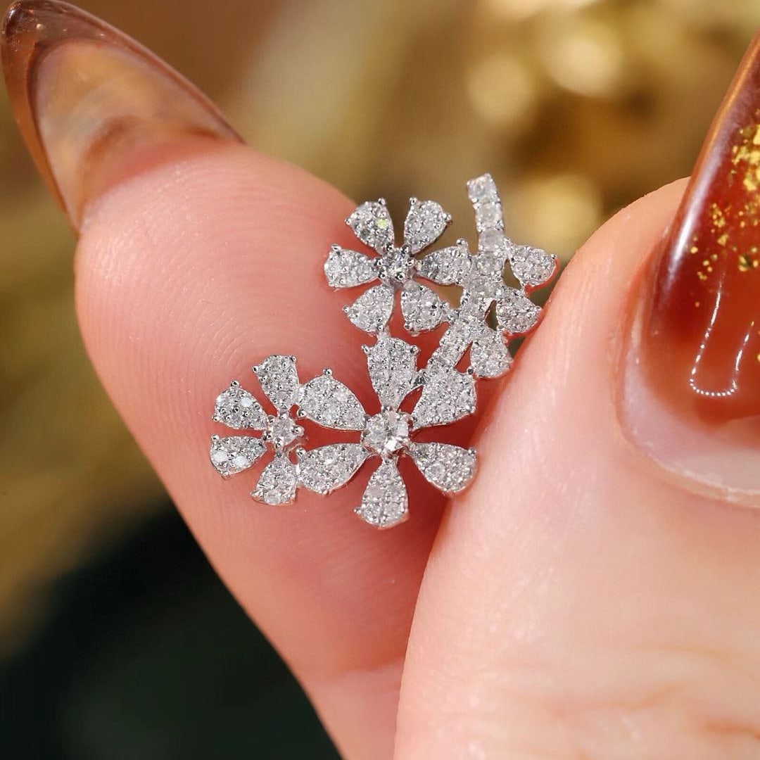 14k Gold 0.6 Ct Natural H Diamond Earrings - 6