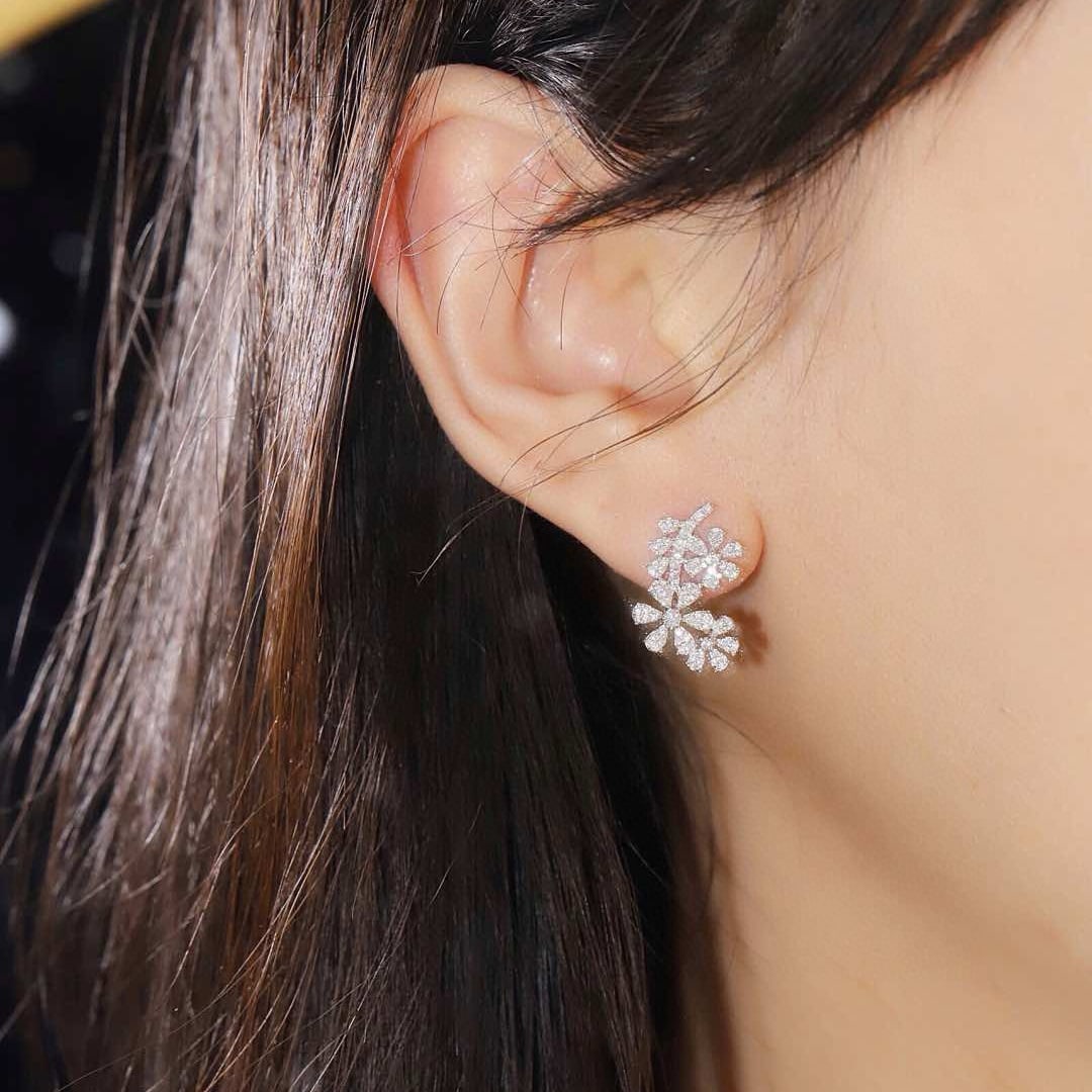 14k Gold 0.6 Ct Natural H Diamond Earrings - 7