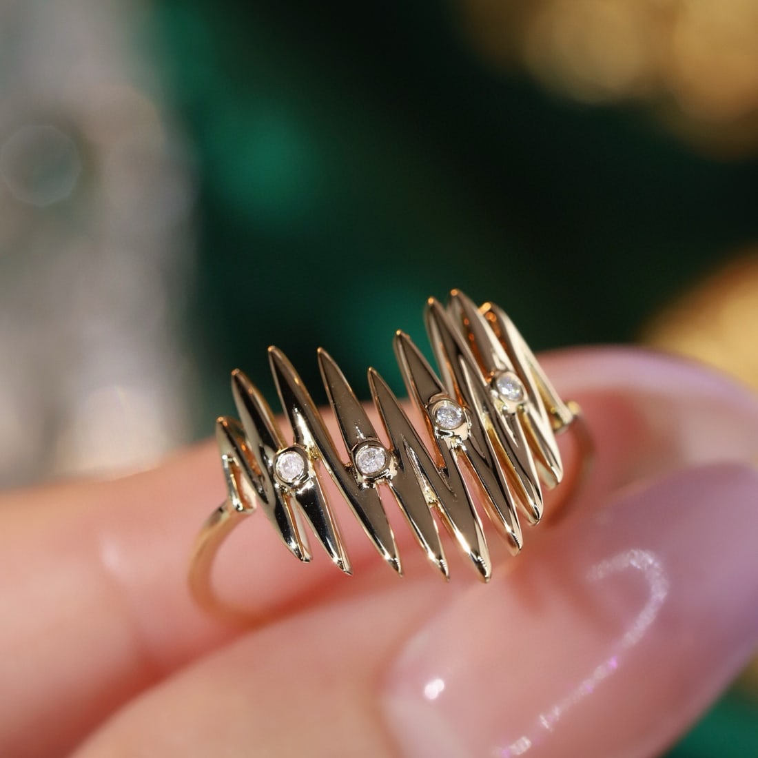 14k Gold 0.05 Ct Natural H Diamond Ring - 3